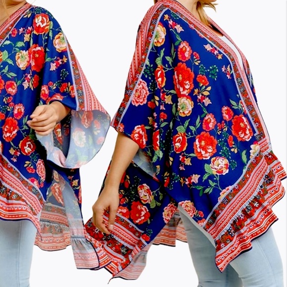 LAST 1 Umgee NWT BLUE Boutique Kimono Plus - Picture 4 of 8